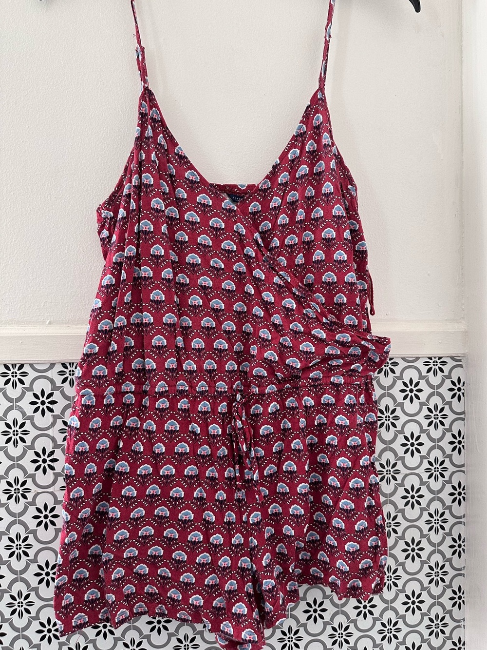 Aeropostale Burgundy Floral-Print Sleeveless One-Piece
